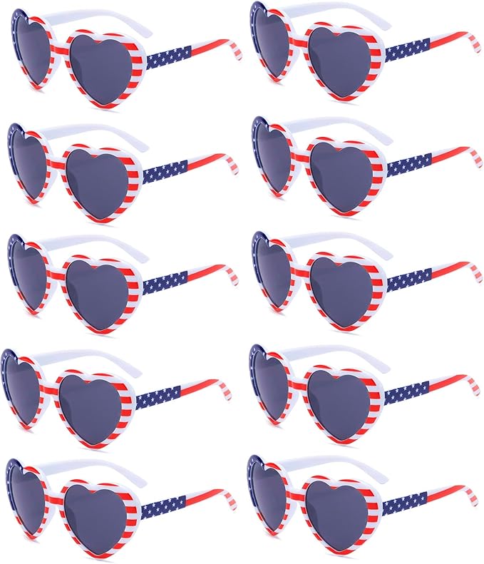 Eyegla Bulk American Sunglasses USA Flag Sunglasses Patriotic Glasses 4th of July Party Supplies-10/20Pack