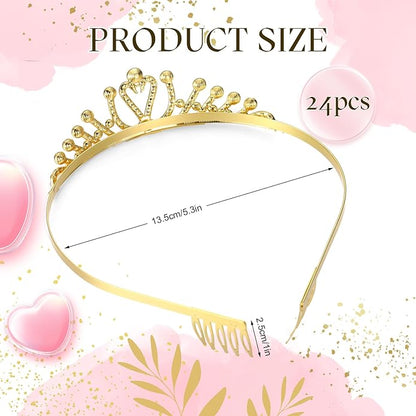 24 Pcs Crystal Tiara Headbands for Women Princess Headband Crown with Combs Tiaras and Crowns for Pageant Bridal Wedding Prom Party Gifts