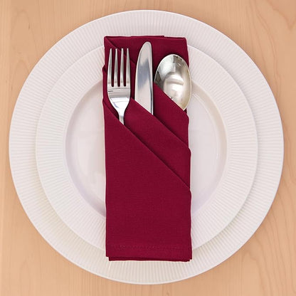 Encasa XO Rich Maroon Cloth Napkins Set of 12, 17"x17" | Solid Color Cotton Dinner Napkins | Washable & Reusable Napkins for Dining Table Fall Decoration, Holiday & Christmas Festivals