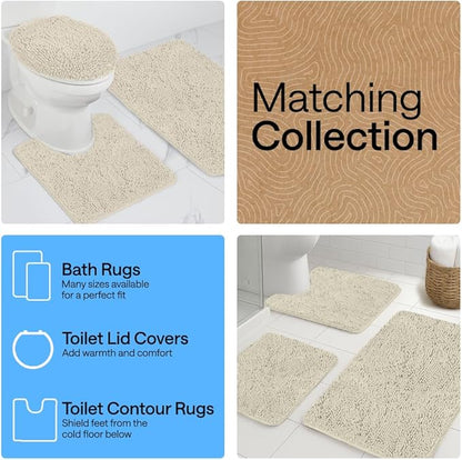 GORILLA GRIP Bath Rug Mat 60x24, Thick Absorbent Chenille, Quick Dry Microfiber Mats, Rubber Backing Washable Shower Floor Rugs, Bathmat Runner, US Designed Bathroom Home Decor Accessories Dusty Cloud