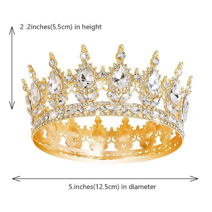 Queen Crown Rhinestone Wedding Crowns and Tiaras for Women Costume Party Hair Accessories Princess Birthday Crown Crystal Bridal Crown (Gold White Crown)
