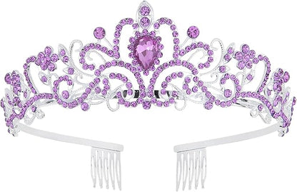 COCIDE Tiara Crowns Crystal Headband Princess Rhinestone Crown with Combs Bride Headbands Bridal Wedding Prom Birthday Party Hair Accessories Jewelry for Women and Girls (O LIGHT PURPLE)