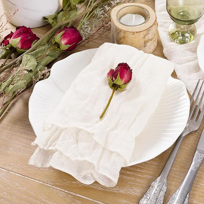 Socomi Ivory White Cheesecloth Napkins Fall Thanksgiving Cheese Cloths Gauze Set of 50 Boho Washable Dinner Table Napkins for Wedding Party Baby Shower Birthday Party Decor