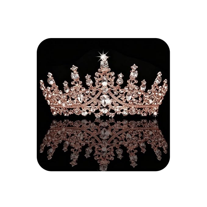 COCIDE Rose Gold Tiara and Crown for Women Crystal Queen Crowns Rhinestone Princess Tiaras for Girl Bride Wedding Hair Accessories for Bridal Birthday Party Prom Halloween Cos-play Costume Christmas
