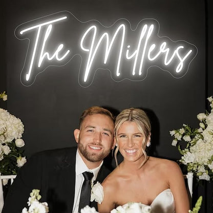 Custom Neon Sign Wedding Last Name, Plug/Battery Operated Neon Light Sign Customizable for Backdrop Reception, Personalized Lighted LED Signs for Business, Kids Room Bedroom Wall Decor 2026 Xmas Gift