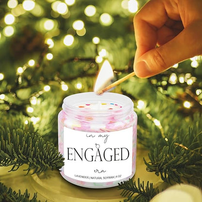 Bridal Shower Gifts- in My Engaged Era Aromatherapy Lavender Scented Soy Wax Candle- Engagement Gifts for Couples,Wedding Shower Bachelorette Present for Bride 4oz