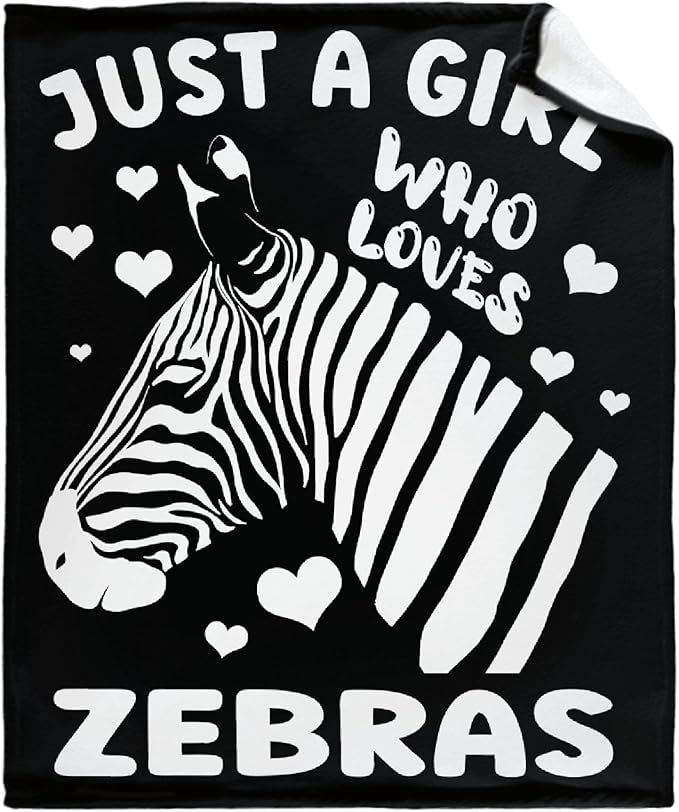 Just A Girl Who Loves Zebras Blanket Lightweight Cozy Flannel Fleece Throw Blanket Best Gift Home Decor for Bed Couch Outdoor Camping 80"x60" Queen for Adults