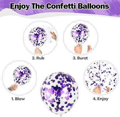 Purple Pink Balloons 12 Inch Purple Pink Black Balloons 35 Pcs Mermaid Halloween Balloon Set with Metallic Confetti Balloon for Girls Wedding Bride Shower Baby Shower Birthday Party Decorations