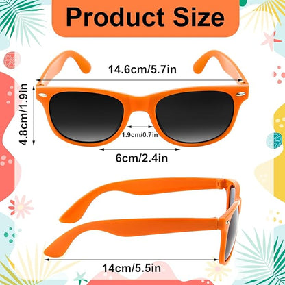 NEBURORA 6 Pack Orange Neon Sunglasses Bulk Retro Colorful Party Glasses for Adult Men Women Birthday Wedding Summer Beach Pool Party Supplies