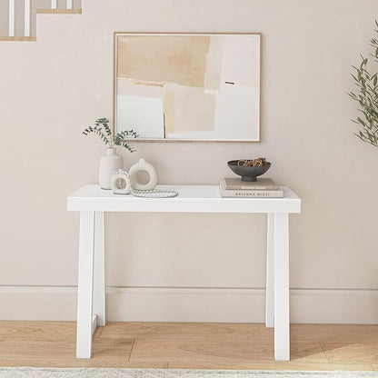 Plank+Beam Classic 46 Inch Console Table, Solid Pine Wood Entryway Table, Narrow Sofa Table for Hallway or Living Room, White