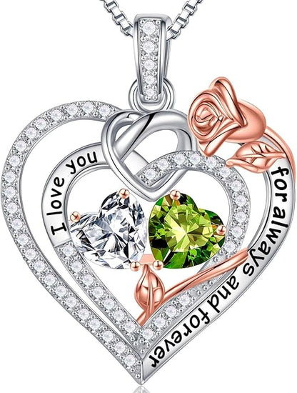 Iefil Christmas Gifts for Wife Women - 925 Sterling Silver Double Birthstone Necklace, Anniversary Birthday Gifts for Women, Jewelry Gift for Wife Girlfriend Mom Her