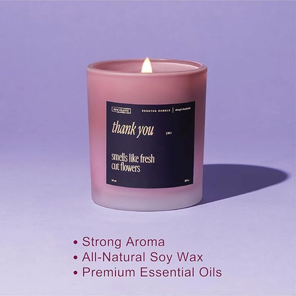 Benevolence LA Thank You Scented Candles | 10 oz, 40-50 Hour Burn, Thank You Gifts for Women, Men Coworkers | Appreciation Gifts for Best Friend | Fall Candles - Smells Like Fresh Cut Flowers