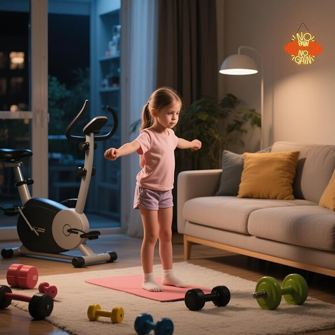 Lucunstar No Pain No Gain Neon Sign Dumbbell for Gym Decor Red Barbell Neon Open Sign for Business Neon Lights Fitness Club Sign Gym Fitness Studio Decoration