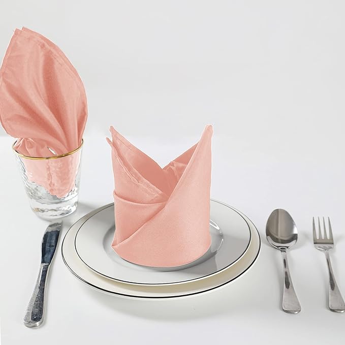 Cloth Napkins 17x17 inch Washable Polyester Dinner Napkins Soft Table Napkins for Wedding Party Dining Banquet(Dusty Pink,50PCS)