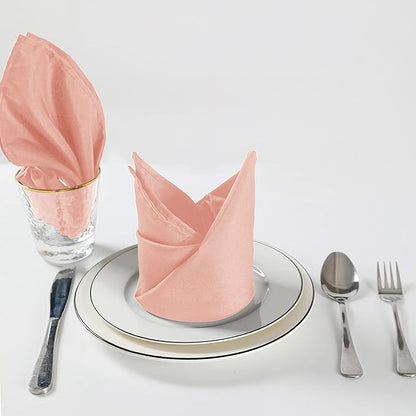 Cloth Napkins 17x17 inch Washable Polyester Dinner Napkins Soft Table Napkins for Wedding Party Dining Banquet(Dusty Pink,100PCS)