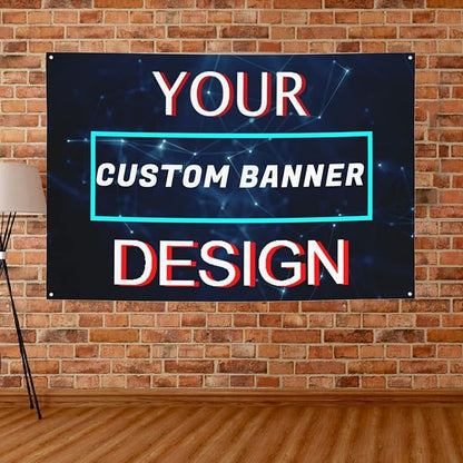 Custom Wall Banner Sign Customize Your Own Banner with Image Logo Text Personalized Background Decorative Backdrop for Birthday Party Business Graduation Wedding Christmas (6' x 4' / 180 cm x 120 cm)