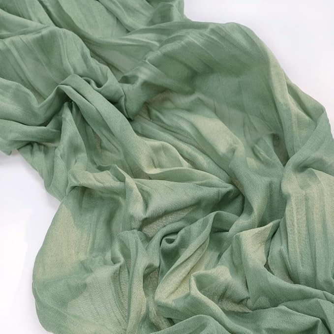 MLMC Sage Green Table Runner 10ft Rustic Gauze Cheesecloth Table Runner Sage Cheese Cloth Centerpiece Decor 35x120 Inches for Boho Wedding Bridal Shower Christmas Party Decor