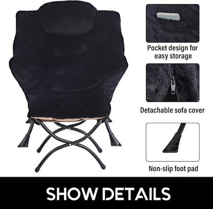 LITA Modern Accent Leisure Upholstered Sofa Chair, Lounge Reading Chair with Armrests and a Side Pocket for Living Room, Bedroom & Small Space, Plush Black