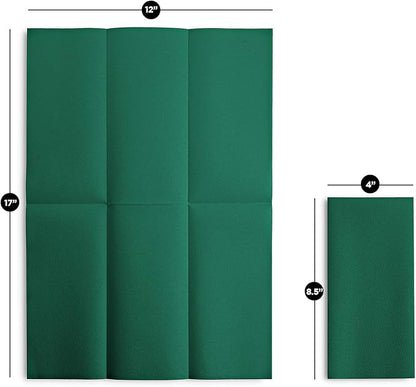 100 Linen-Feel Colored Paper Napkins - Decorative Cloth-Like Green Dinner Napkins - Soft And Absorbent. For Christmas, Kitchen, Party, Wedding, Bathroom Or Any Occasion. (Pack of 100)