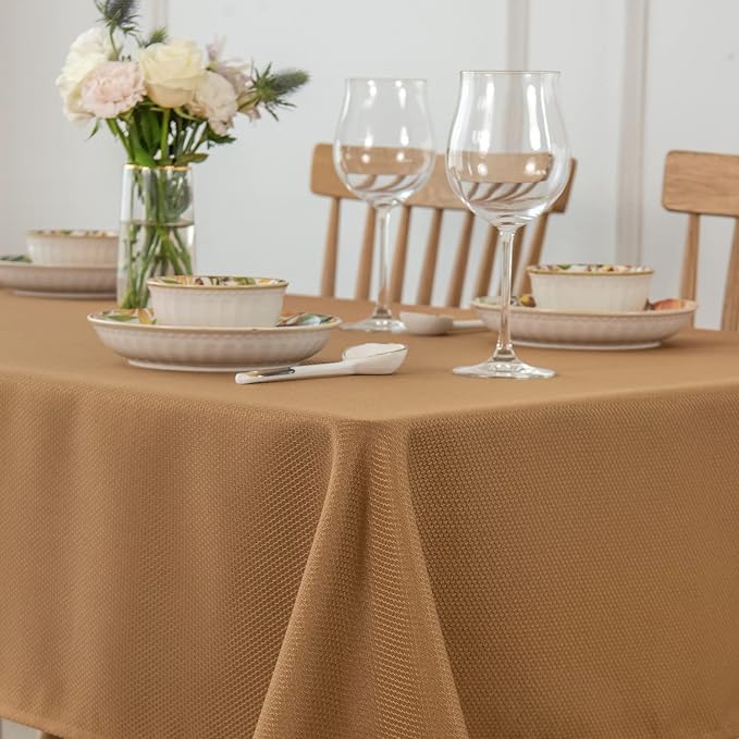 maxmill Fall Tablecloth Waterproof Spillproof Wrinkle Resistant Soft Textured Table Cloth for Harvest Thanksgiving Dinner and Party Indoor and Outdoor Use,Rectangle 52 x 70 Inch, Amber Bronze