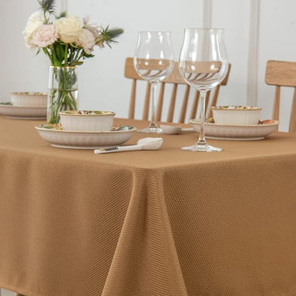 maxmill Fall Tablecloth Waterproof Spillproof Wrinkle Resistant Soft Textured Table Cloth for Harvest Thanksgiving Dinner and Party Indoor and Outdoor Use,Rectangle 52 x 70 Inch, Amber Bronze