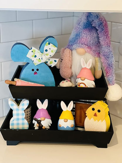Madanar Easter Resin Gnomes for Tiered Tray Shelf Decorations - Chocolate Bunny, Egg, Basket (Easter)