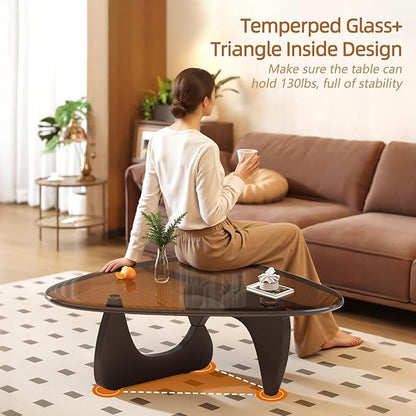 Coffee Table for Living Room Mid Century Modern Center Small Table, Black Brown(45 Inch)