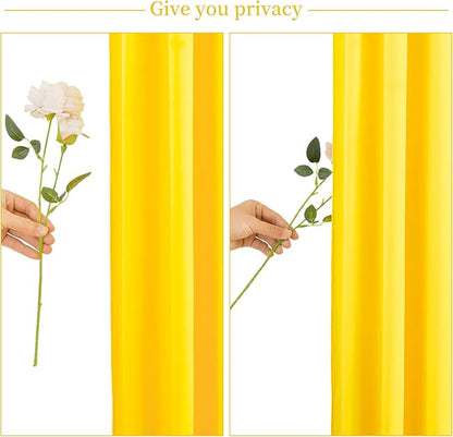10x10 Yellow Backdrop Curtain for Parties Wrinkle Free Lemon Yellow Photo Curtains Backdrop Drapes Fabric Decoration for Birthday Party Wedding Baby Shower 5ft x 10ft,2 Panels