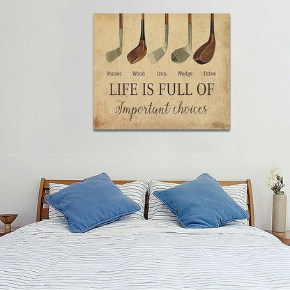 Golf Wall Art Golf Pictures Wall Decor Golfing Canvas Poster Prints Rustic Decorations Painting Framed Artwork Office Home Decor For Bathroom Bedroom Dining Living Room 24"x20"