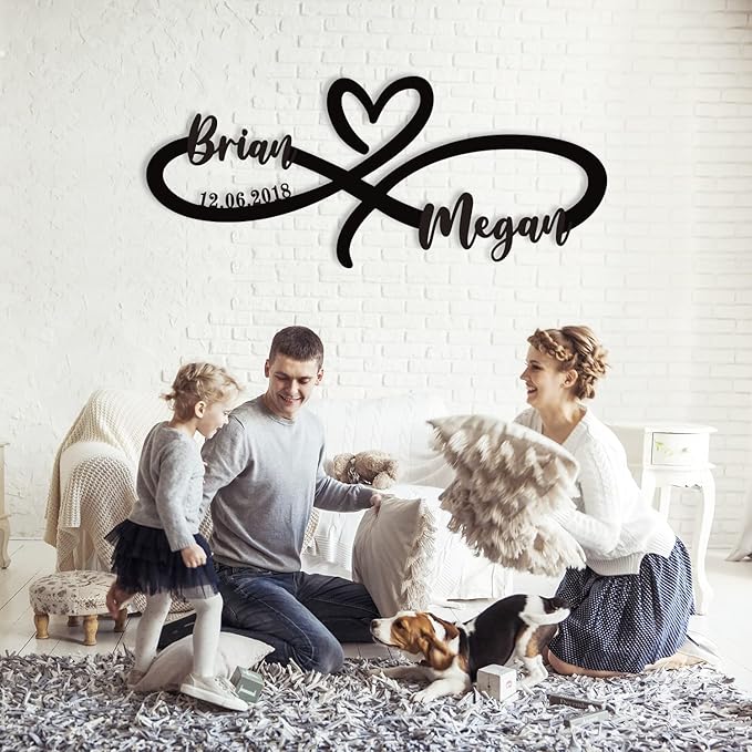 Custom Infinity Metal Sign, Infinity Heart Wall Decor Love Sign Plaque, Anniversary Valentines Day Gifts, Couple Name Sign, Wedding sign.