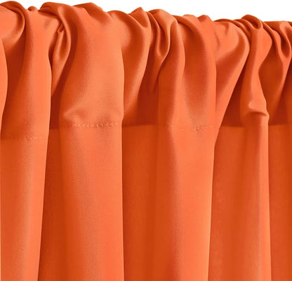Hiasan Orange Backdrop Curtains for Parties, Polyester Photography Backdrop Drapes for Family Gatherings, Wedding Decorations, 5ftx8ft, Set of 2 Panels
