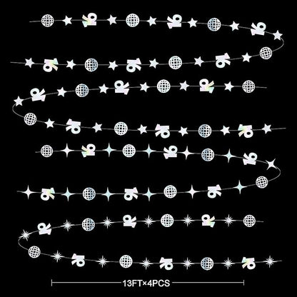 Iridescent 16th Disco Birthday Decorations Laser Number 16 Disco Ball Twinkle Star Garland Metallic Banner Backdrop for Girls Boys Happy 16th Birthday Sweet Sixteen Cheers to 16 Years Party Decor
