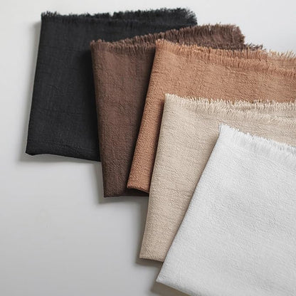 Handmade Cloth Napkins 100% Cotton Napkins with Fringe，Delicate Handmade Cloth Napkins for Dinners, Parties, Weddings and More，18 x 18 Inch Set of 4 - Beige