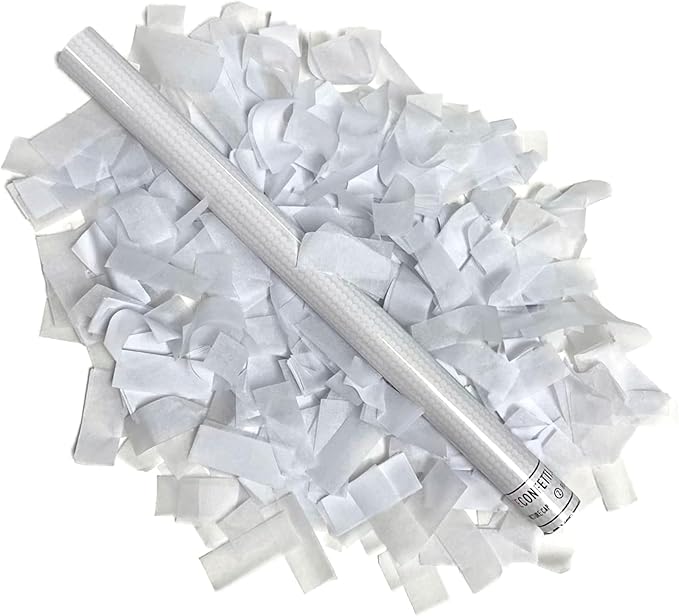 Ultimate Confetti Wand 14 inch Confetti Launcher Wand, White, 8 Pack - Great for Parties, Weddings and Events Tissue, Metallic and Biodegradable Options