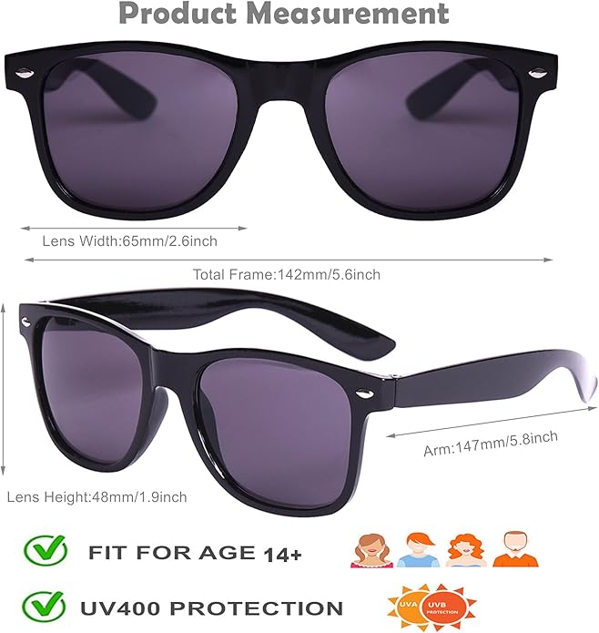 Eyegla 8/12/18 Pack Neon Sunglasses Bulk Colorful Multipack Party Sunglasses Retro Glasses Party Favor for Adult Men Women