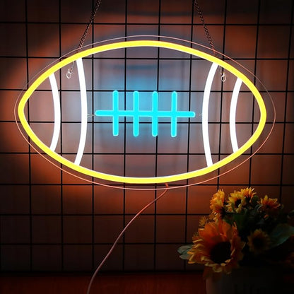 Football Neon Sign For Home Décor,Bedroom Decor,Led Sign,Room Neon Sign,Gym Decor,Sports Neon Sign,Men Women Wall Décor Gift Size 12''