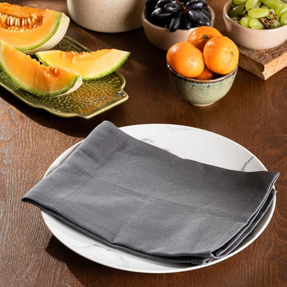 Grey Cloth Dinner Cotton 18x18 in Washable Napkins Cloth|Absorbent Reusable Spring Easter Basket Decor Pk of 6 Table Napkins Cocktail Party Wedding BBQ Hotel Cafe Cloth Napkins