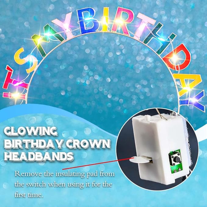 Its My Birthday Headband and Sash Light Up Crown Led Birthday Accessories Sets for Women