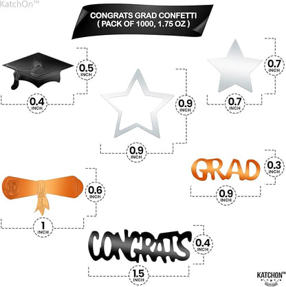 KatchOn, Congrats Grad Confetti 2025 - Pack of 1000 | Grad Decorations Class of 2025 | Graduation Confetti class of 2025 for Orange and Black, Graduation Decorations 2025