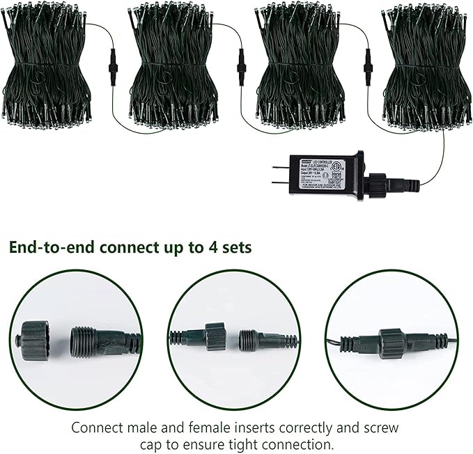 kemooie 300 LED Purple Christmas Lights, 99FT Connectable 8 Lighting Modes Plug in Fairy Lights, Waterproof for Outdoor, Halloween Christmas Wedding Party Garden Decorations (Purple