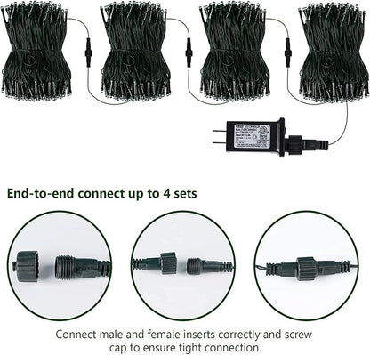 kemooie 300 LED Christmas Lights, 99FT Connective Christmas Tree Lights, Plug in 8 Lighting Modes, for Outdoor Indoor Christmas Tree Wedding Party Decoration (Multicolor)