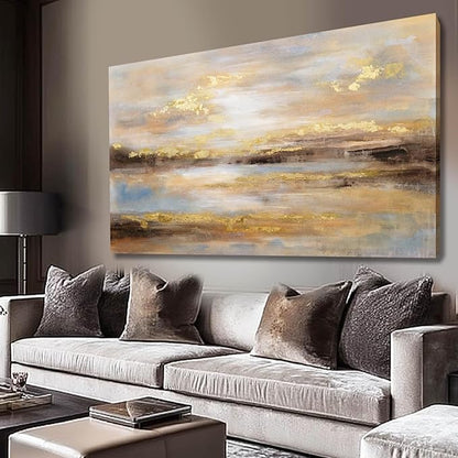 Abstract Wall Art Poster Prints Gold Art Pictures Modern Canvas Picture 24"x48" Canvas Wall Art for Office Bedroom Living Room Wall Decor
