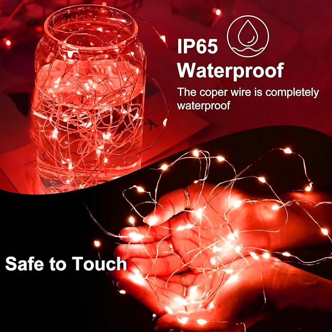 Fairy Lights,Silver Wire String Lights Waterproof,Battery Operated 7FT 20LED Firefly Starry Moon Lights for DIY Christmas Wedding Party Bedroom Decor (Orange, 24 Pack)