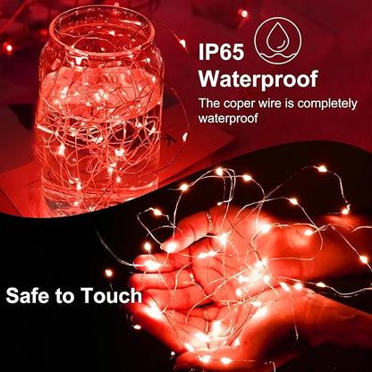 Fairy Lights,Silver Wire String Lights Waterproof,Battery Operated 7FT 20LED Firefly Starry Moon Lights for DIY Christmas Wedding Party Bedroom Decor (Orange, 12 Pack)