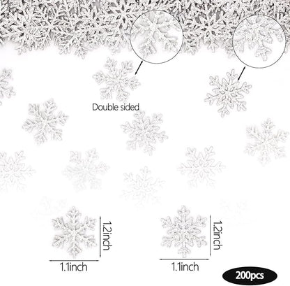 200PC Silver Glitter Snowflake Confetti Winter Wonderland Baby Shower Decoration Winter Onederland Table Scatter Christmas Wedding Birthday Party Supplies