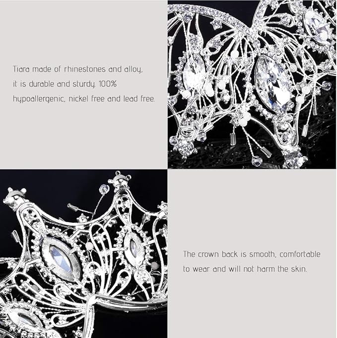 COCIDE Silver Crown for Women Baroque Queen Crown and Tiara for Women Crystal Headband Mermaid Crown Princess Tiaras Hair Accessories for Bride Party Bridesmaids Halloween Costume Cos-play Gift