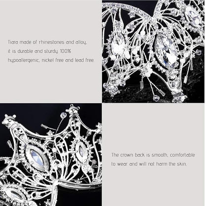 COCIDE Silver Crown for Women Baroque Queen Crown and Tiara for Women Crystal Headband Mermaid Crown Princess Tiaras Hair Accessories for Bride Party Bridesmaids Halloween Costume Cos-play Gift