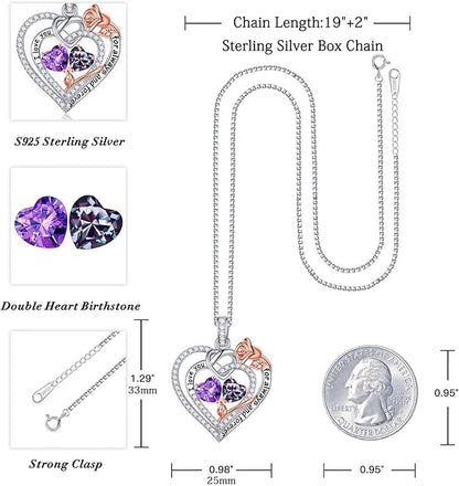 Iefil Christmas Gifts for Wife Women - 925 Sterling Silver Double Birthstone Necklace, Anniversary Birthday Gifts for Women, Jewelry Gift for Wife Girlfriend Mom Her