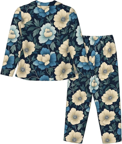 Retro Bee And Floral Women'S Pajama Sets Ultra-Soft Printed Sleepwear