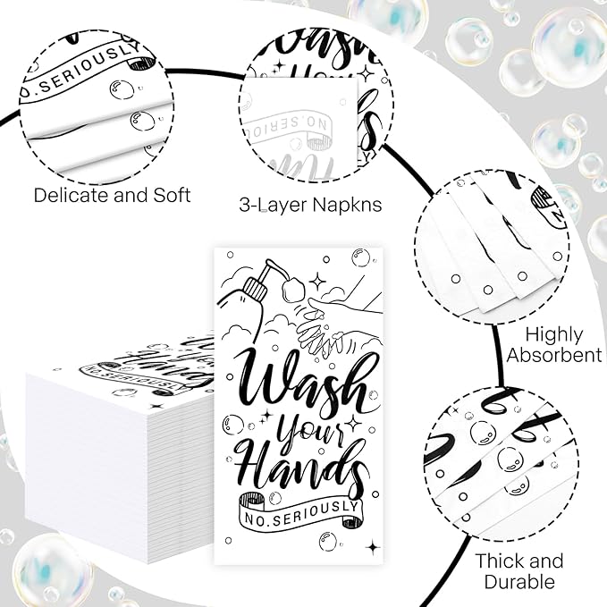 100 Pcs Disposable Hand Towels for Bathroom - 3-Ply Premium Quality Paper Guest Towels Disposable Bathroom Guest Napkins for Powder Room Wedding Birthday Holiday Anniversary Party